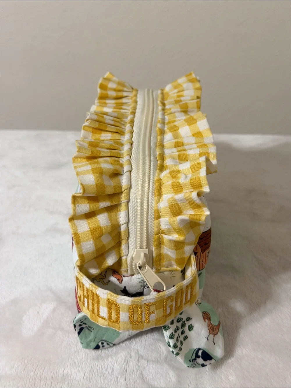 Handmade Pampers Wipes Pouch in “Child of God” Embroidered Handle